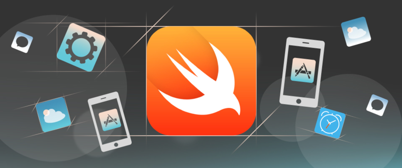 Swift Logo surrounded my mobile phones and other mobile icons