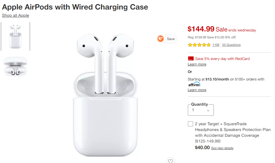 AirPods price from Target